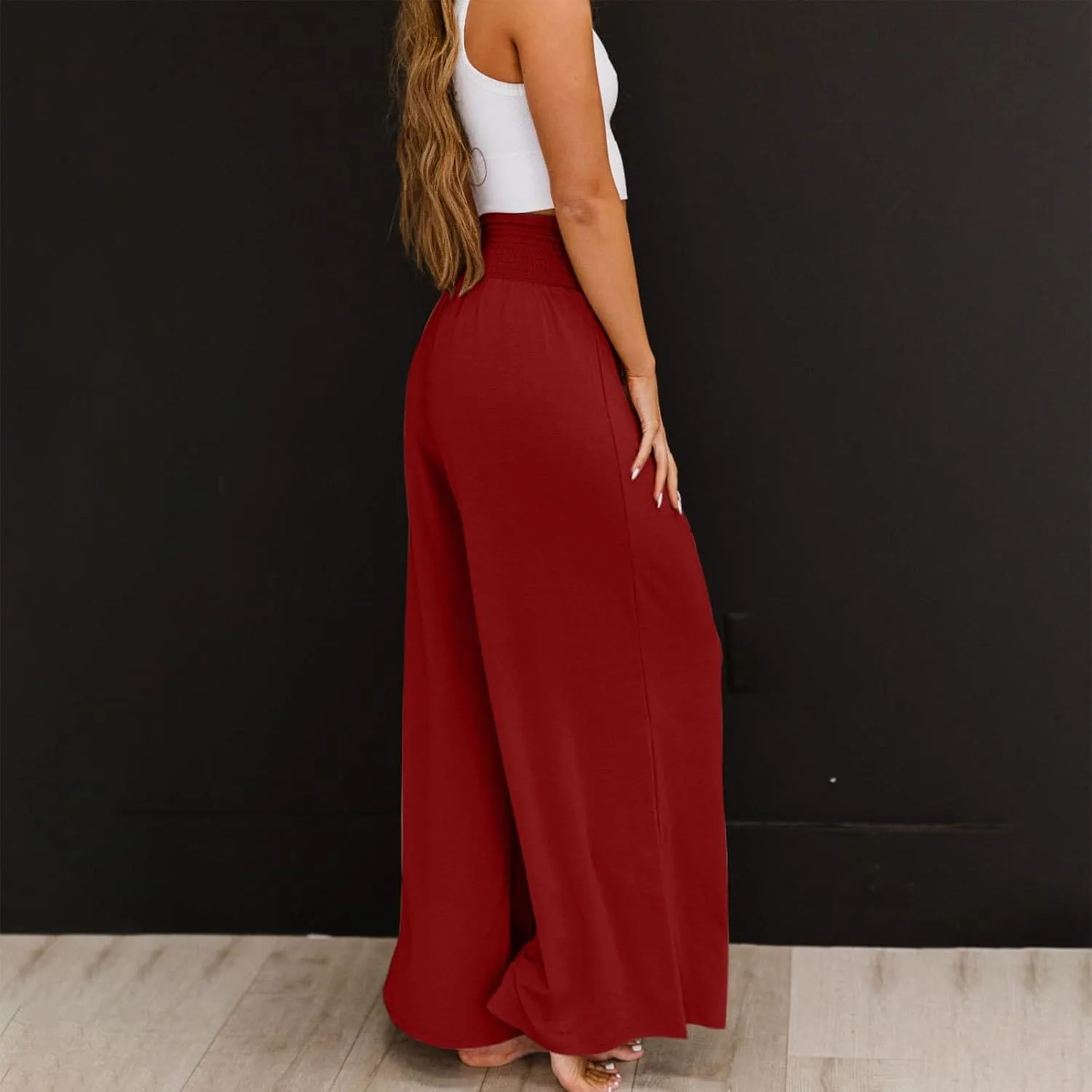 Women Linen Blend Summer Print Pant Trousers Low Waist Baggy Stretchy Slim-Fit Pant Trousers Office