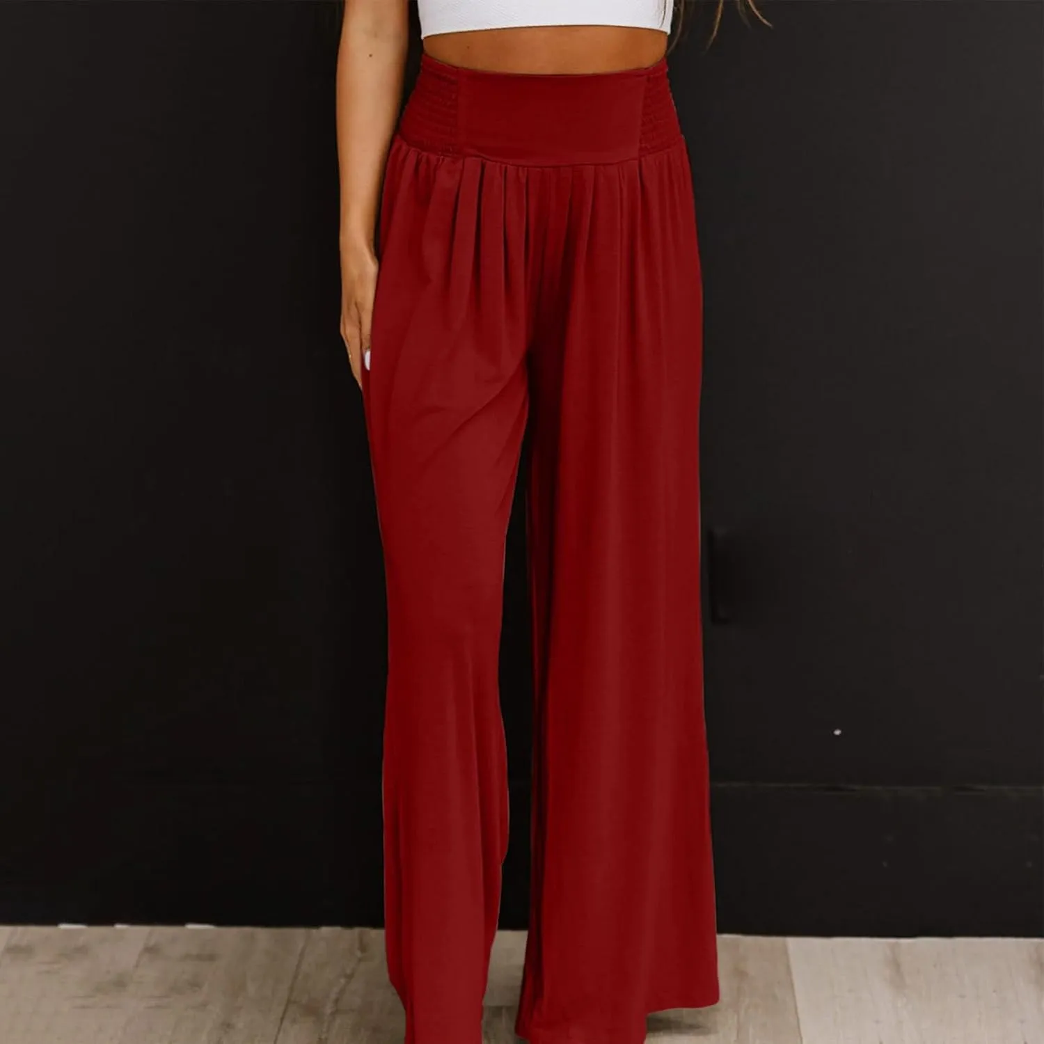 Women Linen Blend Summer Print Pant Trousers Low Waist Baggy Stretchy Slim-Fit Pant Trousers Office