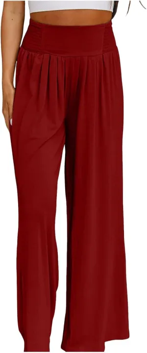 Women Linen Blend Summer Print Pant Trousers Low Waist Baggy Stretchy Slim-Fit Pant Trousers Office