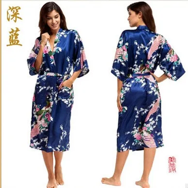Women Long Floral Lounge Kimono Robe