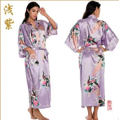 Women Long Floral Lounge Kimono Robe