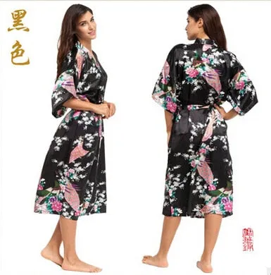 Women Long Floral Lounge Kimono Robe