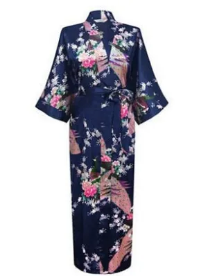 Women Long Floral Lounge Kimono Robe