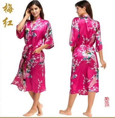 Women Long Floral Lounge Kimono Robe
