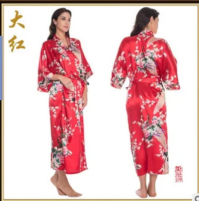 Women Long Floral Lounge Kimono Robe