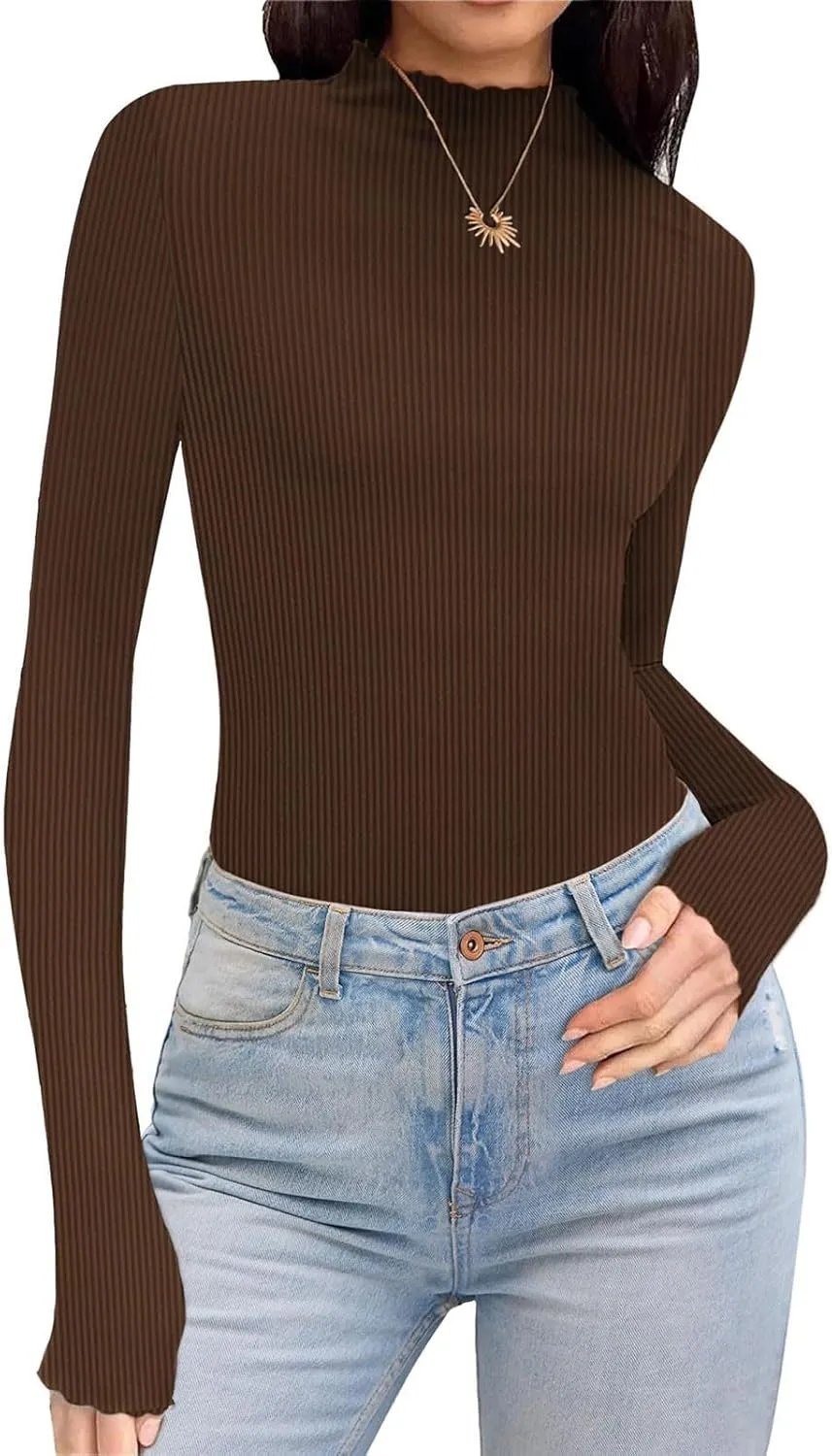 Women's Casual Basic Crop Tops Slim Fit Long Sleeve Crew Neck Tunic Tight Going Out T Shirts Dressy Casual Blouses