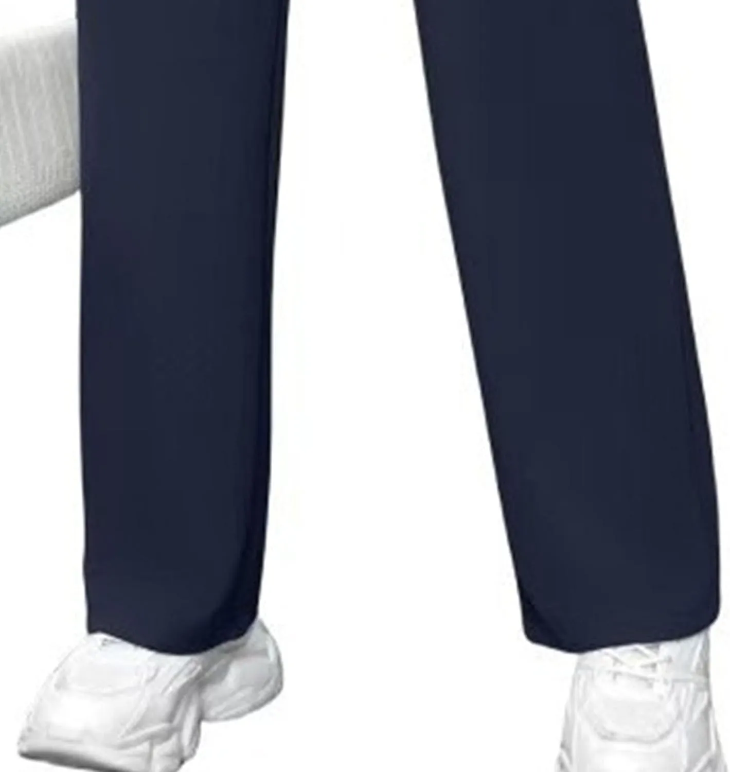 Womens Casual High Waist Straight Leg Pants Stretchy Button Business Dress Work Pocket Trousers