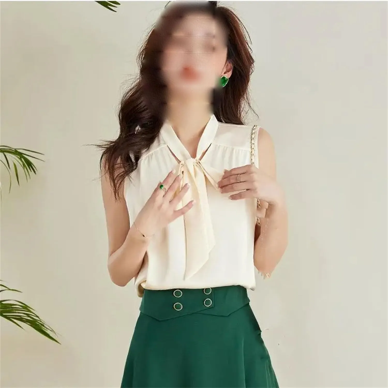 Women's Lightweight Satin Tank Top & Camisole Summer Bow-Tie V-Neck Sleeveless Vest Casual Loose Fit Work Office Blouse