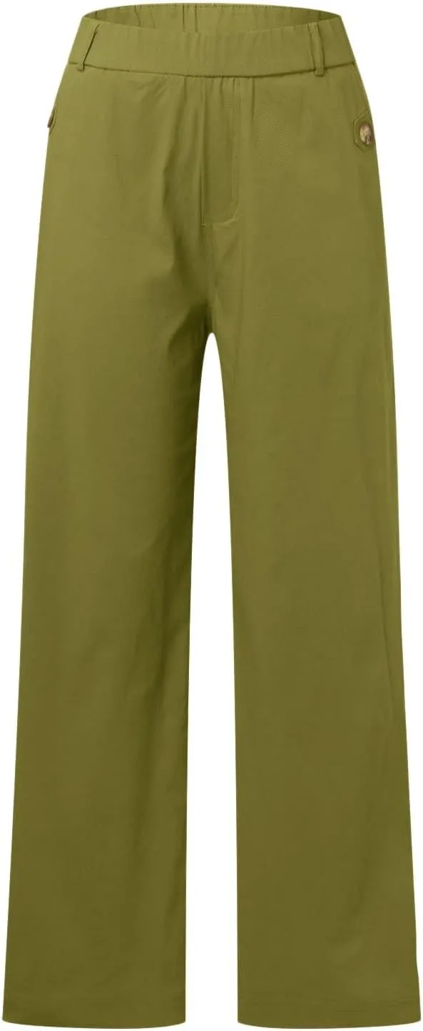 Women's Linen Summer Casual Loose Palazzo Pants Low Waist Baggy Stretchy Slim Fit Palazzo Pants Business Work