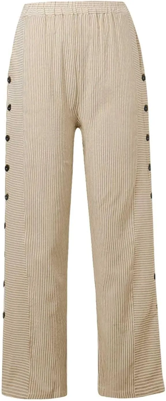 Womens Pants, Casual Pants Peasant Print Straight Leg Linen Drawstring Stretchy High