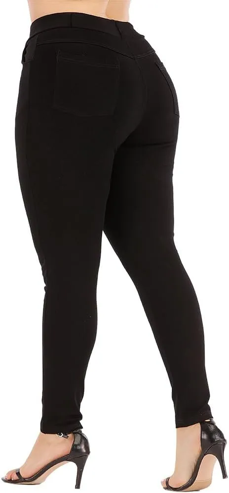 Womens Plus Size Pants Skinny Stretchy High Waisted Casual Ease into Comfort Dress Pants