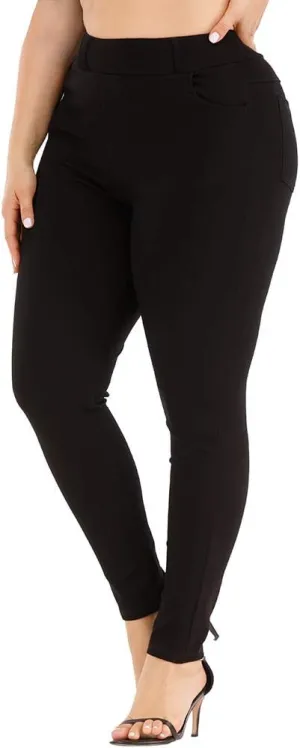 Womens Plus Size Pants Skinny Stretchy High Waisted Casual Ease into Comfort Dress Pants