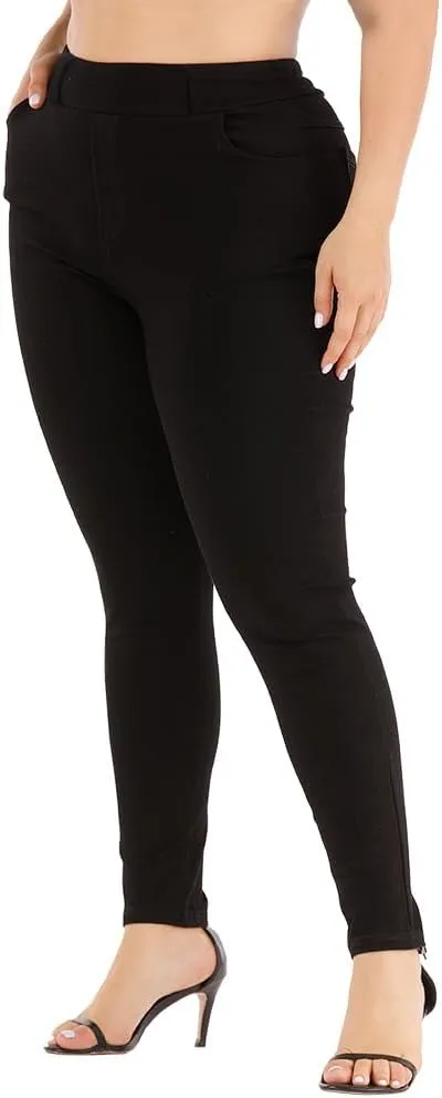 Womens Plus Size Pants Skinny Stretchy High Waisted Casual Ease into Comfort Dress Pants