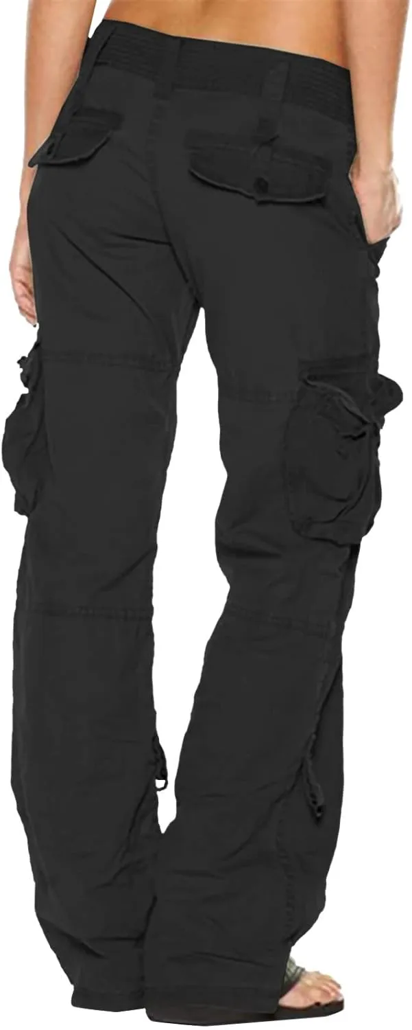 Women's Stretchy Tactical Cargo Pants High Waisted Casual Joggers Plus Size Skinny Trousers Cargo Pants with 6 Pockets