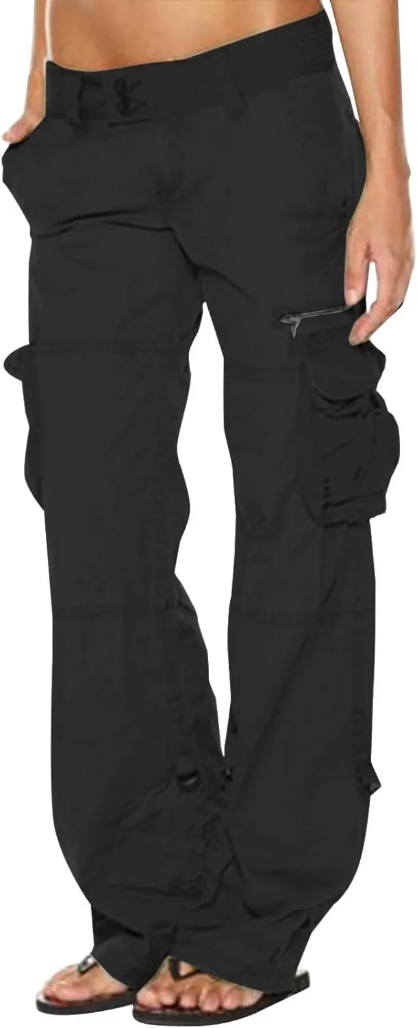 Women's Stretchy Tactical Cargo Pants High Waisted Casual Joggers Plus Size Skinny Trousers Cargo Pants with 6 Pockets