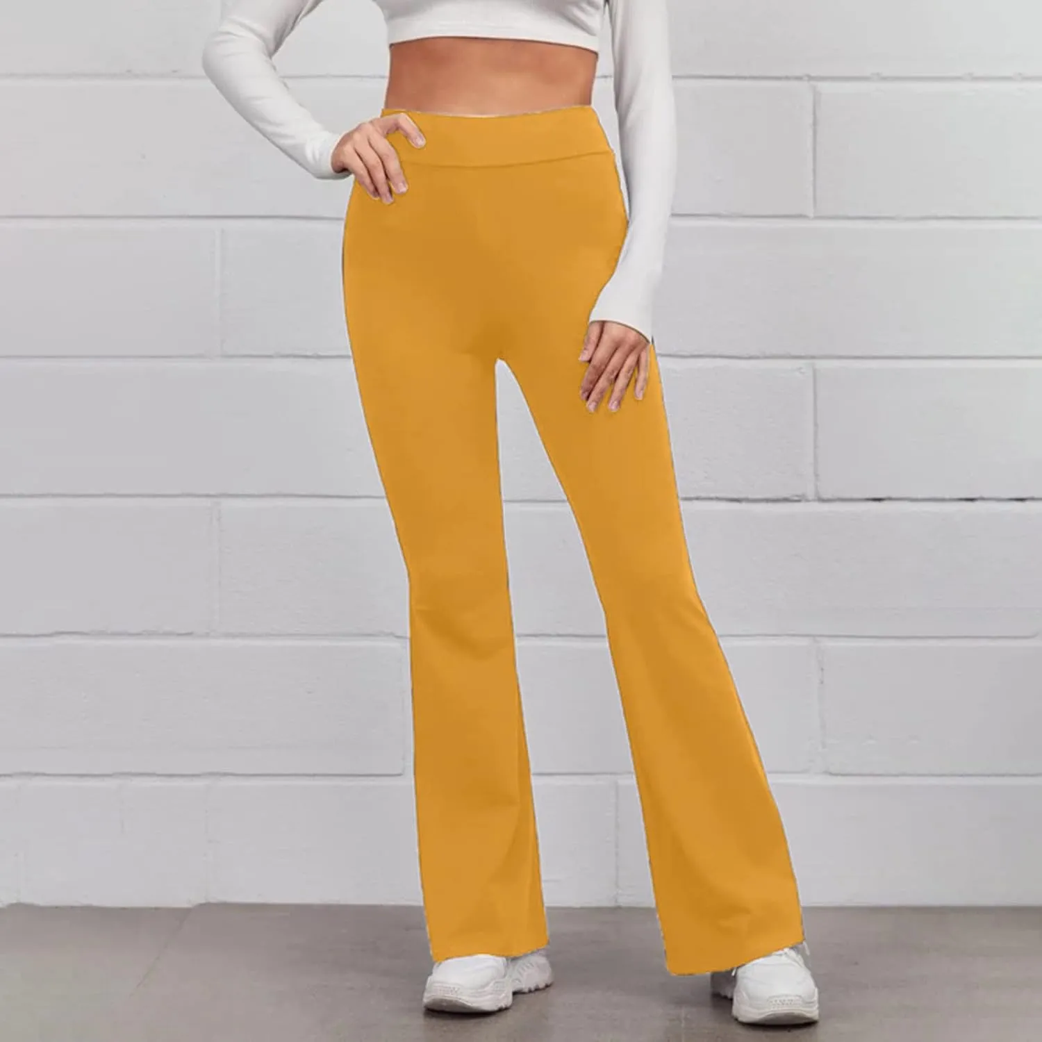 Yoga Flared Pants for Women High Waisted Bootcut Workout Tummy Control Leggings Trendy Stretchy Athletic Trousers