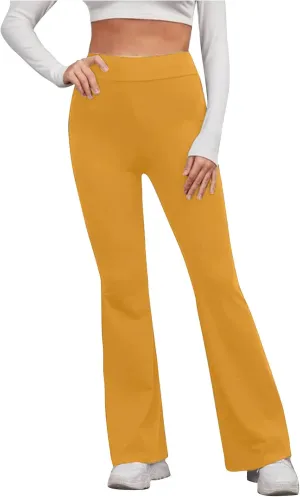 Yoga Flared Pants for Women High Waisted Bootcut Workout Tummy Control Leggings Trendy Stretchy Athletic Trousers