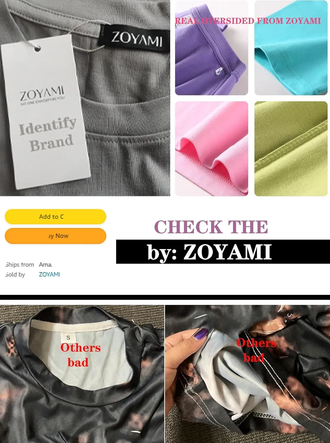 Zoyami Womens Oversized T Shirt Graphic Tee Casual Summer Loose Short Sleeve Top